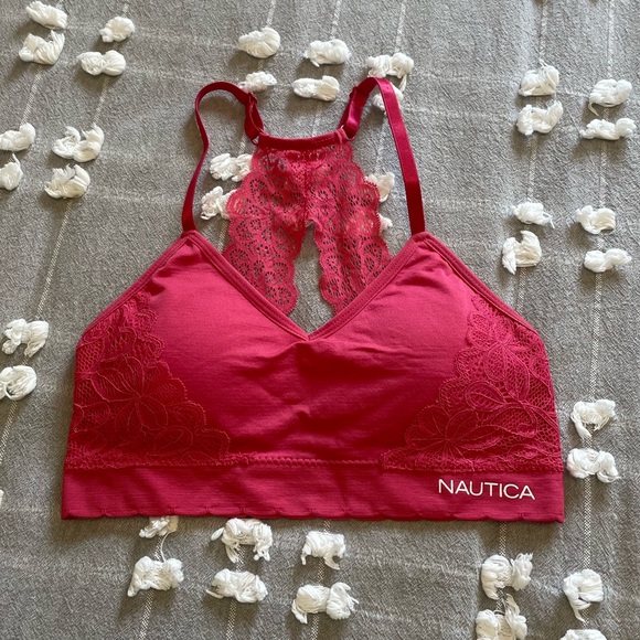 Women’s Hot Pink Lace Lounge Bra - Picture 1 of 3